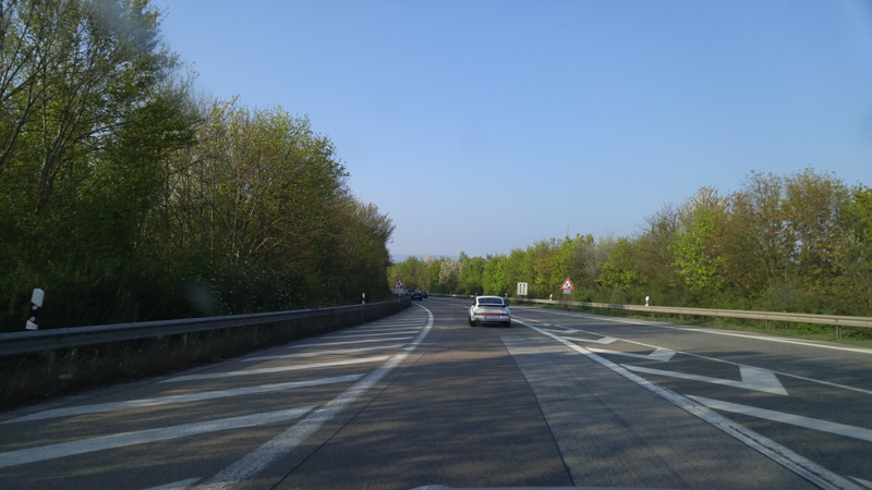 Merging onto the A61 towards Frankfurt...